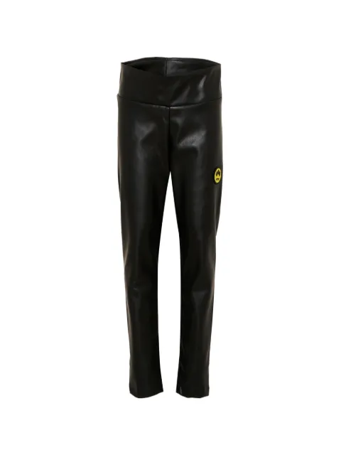 Barrow kids logo-patch faux-leather leggings