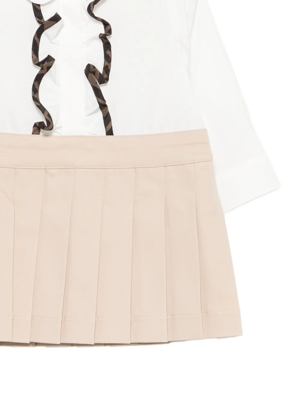 Fendi Kids Popeline en gabardine katoenen jurk Wit