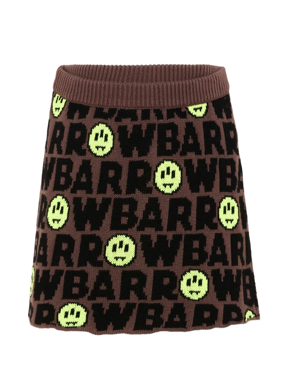 Barrow kids logo-intarsia knitted skirt - Marrone