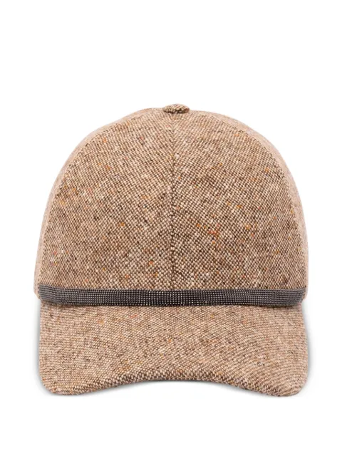 Brunello Cucinelli monili-embellished tweed baseball cap
