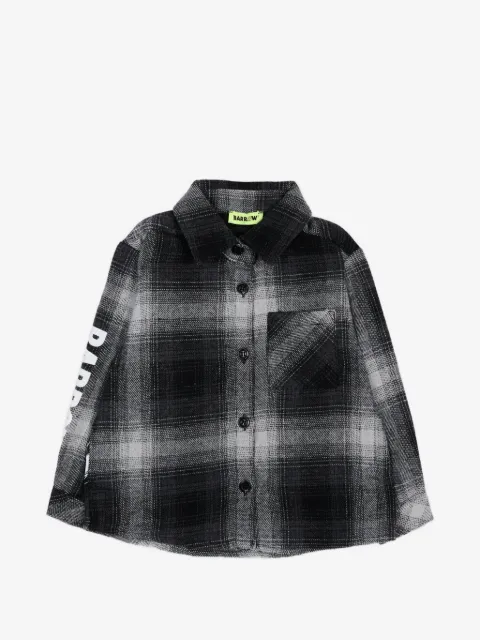 Barrow kids check-print logo-print shirt