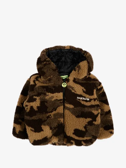 Barrow kids camouflage-print hooded faux-fur jacket