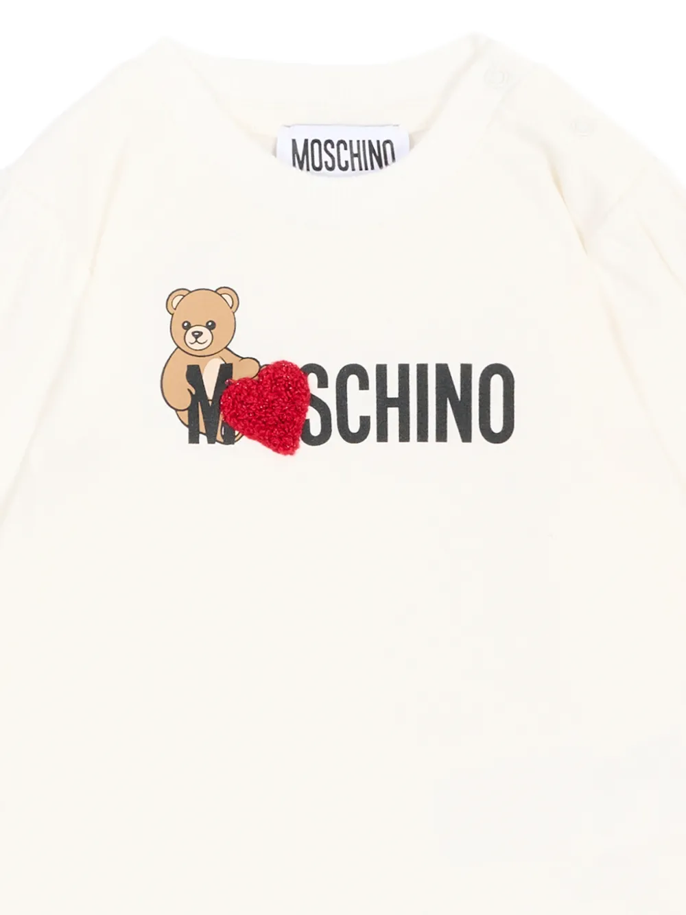 Moschino Kids Katoenen T-shirt met logo Beige