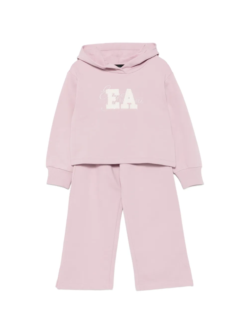 Emporio Armani Kids logo-embroidered hoodie tracksuit - Rosa