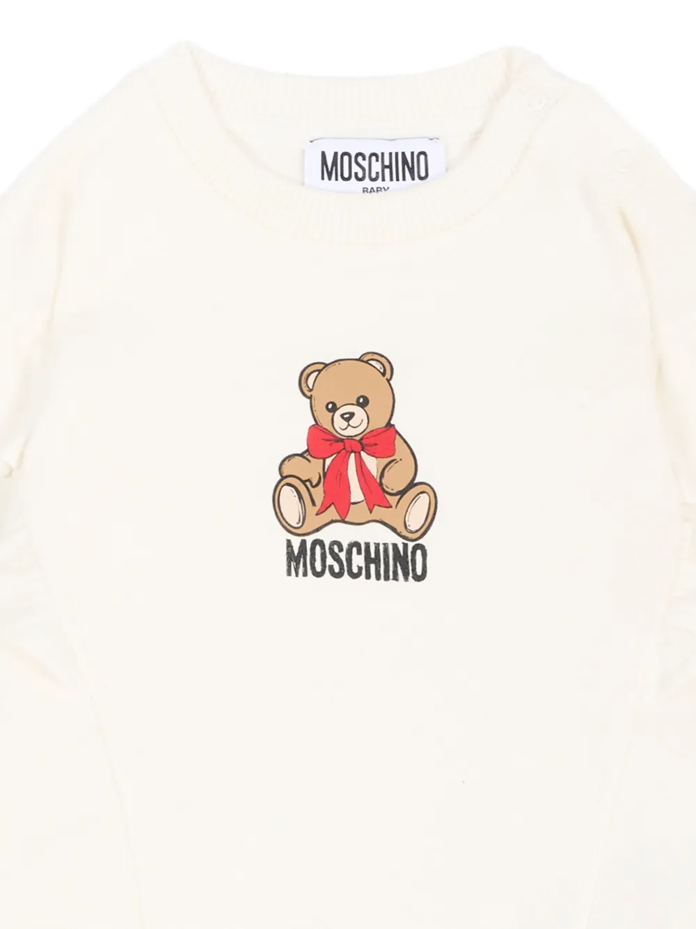 Moschino Kids Katoenen hoodie met ruches mouwen Beige