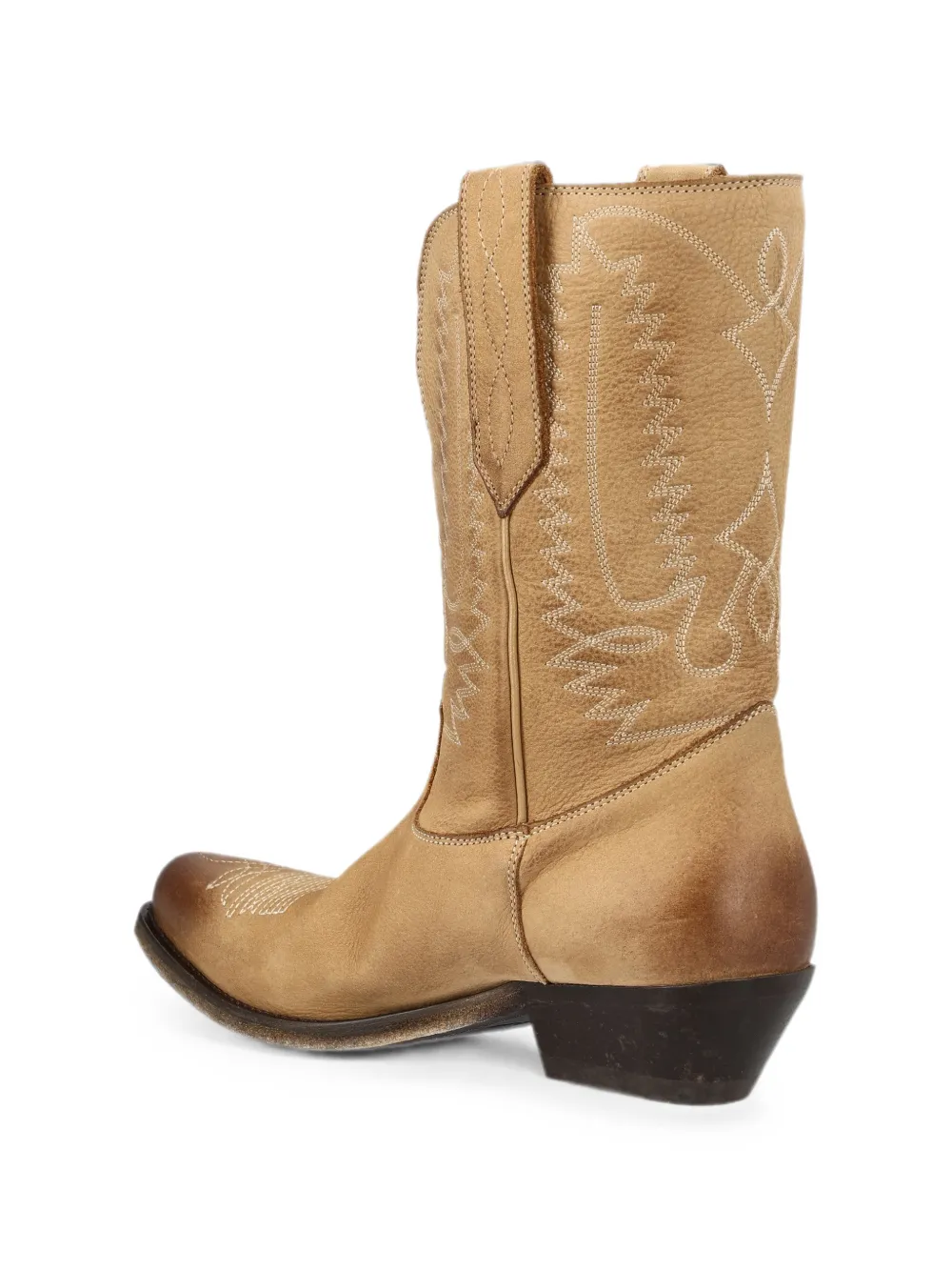 Golden Goose Wish Star embroidered leather boots Beige