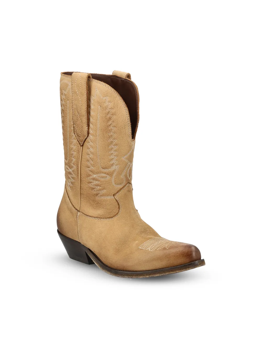 Golden Goose Wish Star embroidered leather boots Beige