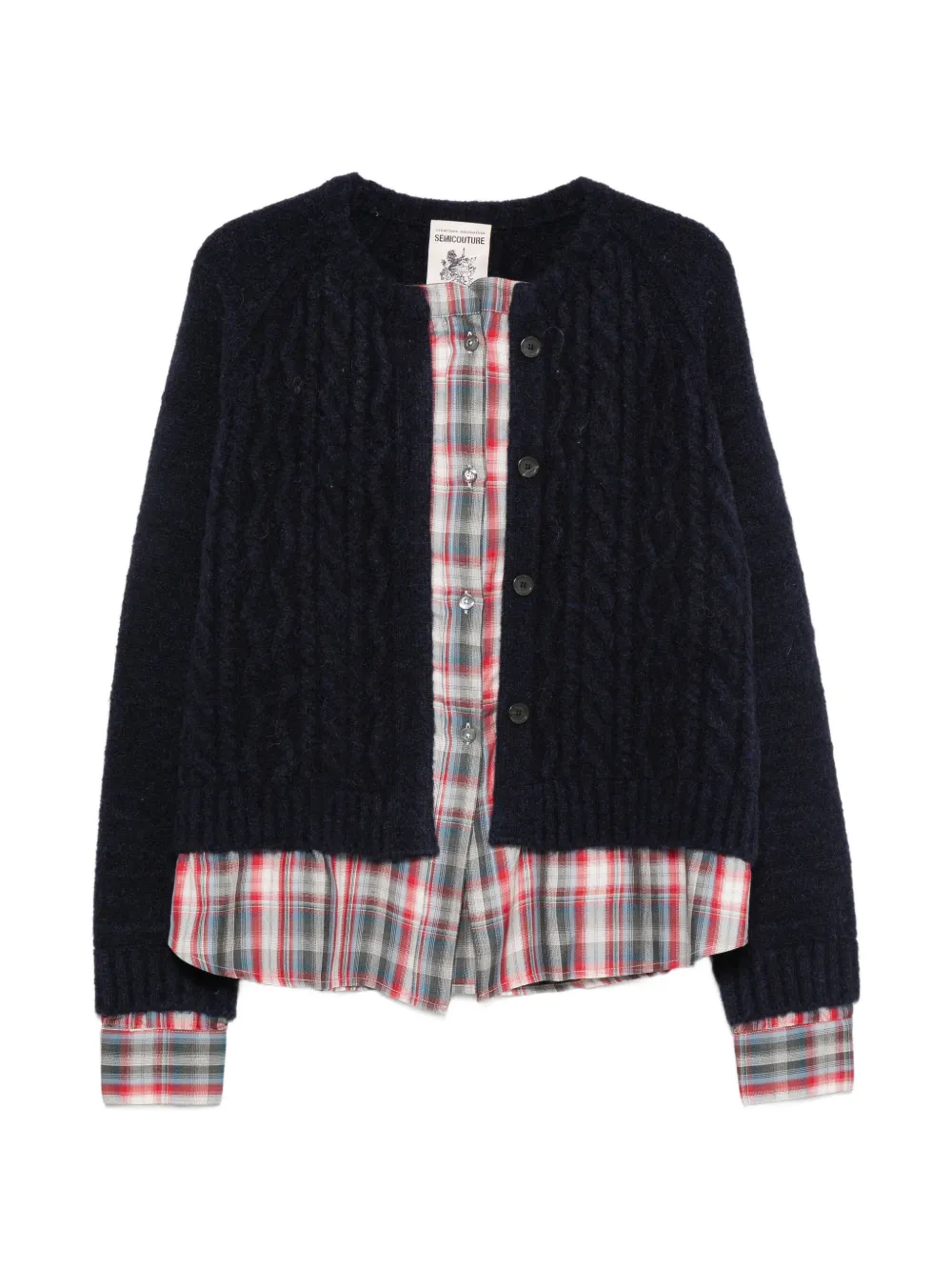 Semicouture cable-knit layered cardigan - Blau