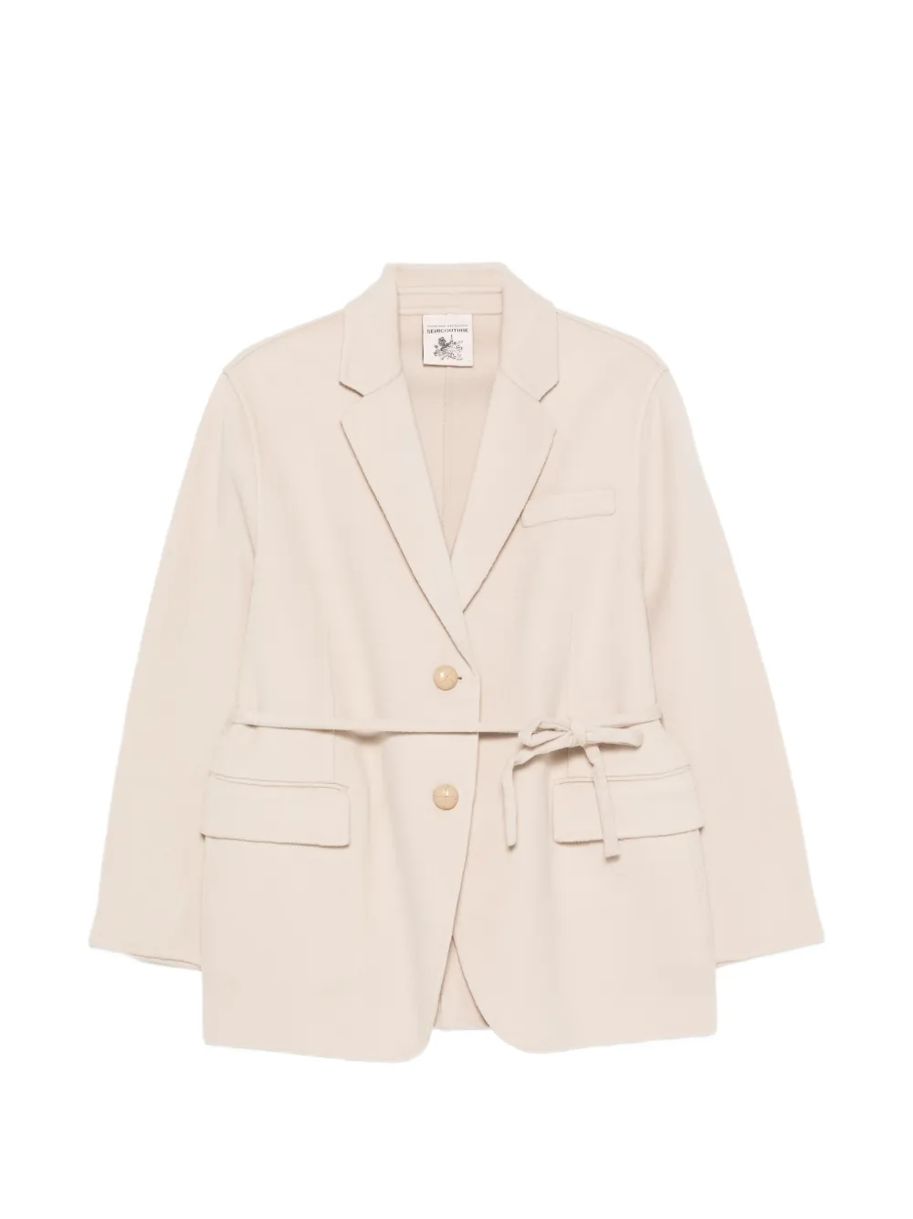 Semicouture belted wool coat - Nude