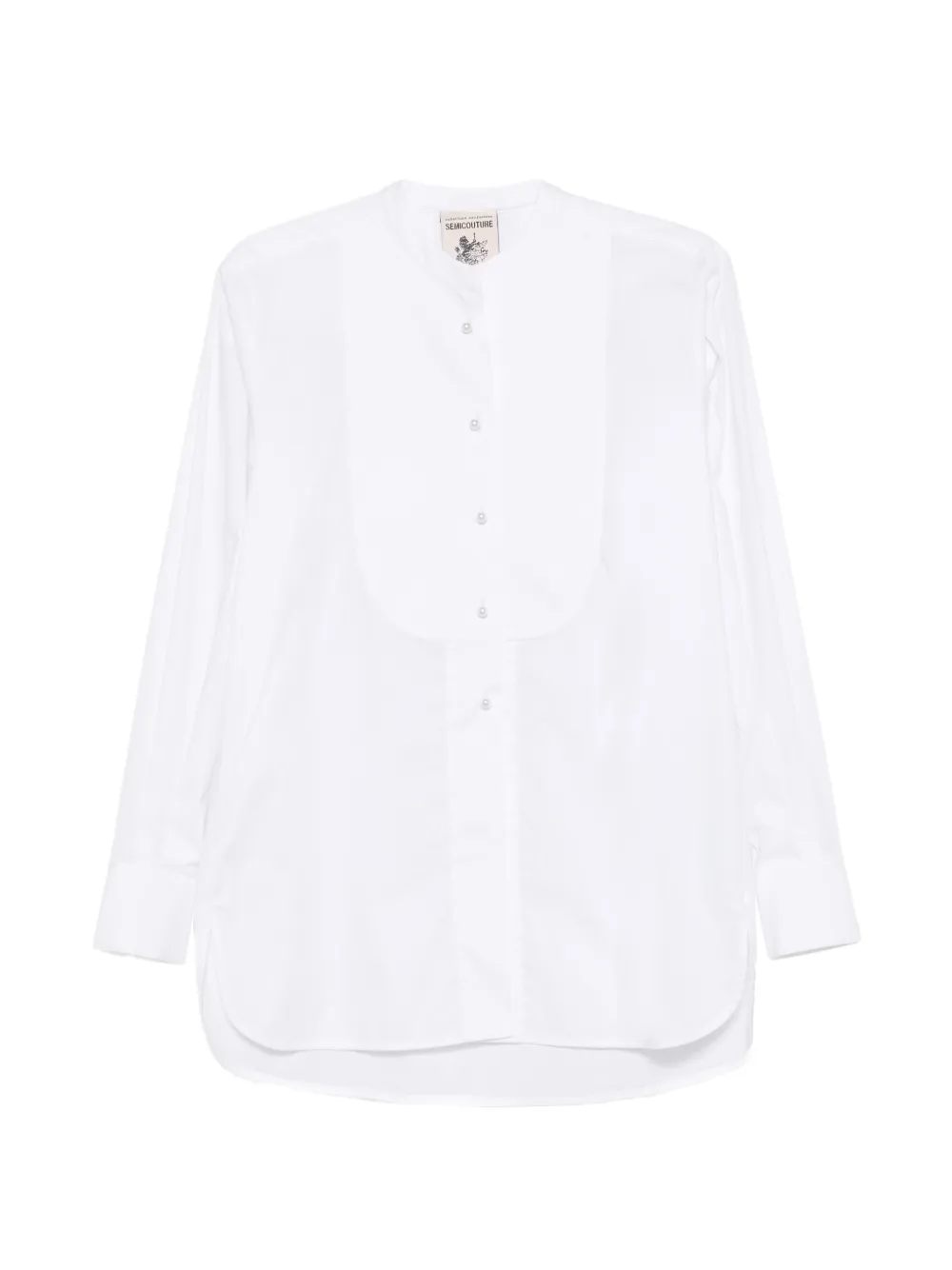 Semicouture Blouse met band en slabbetje Wit