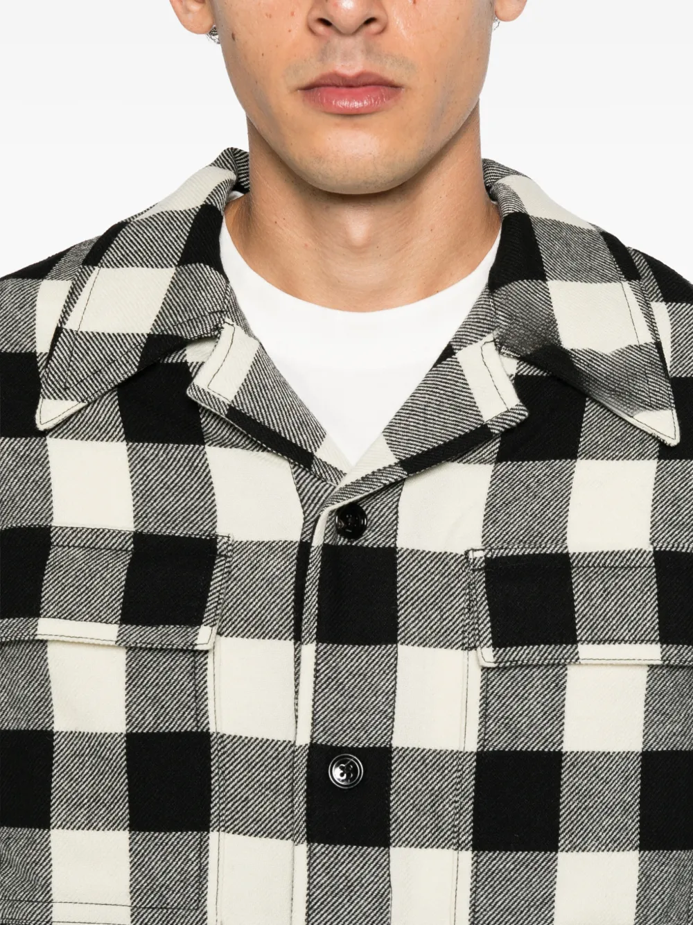 AMI Paris Geruit shirtjack met klepzak Zwart