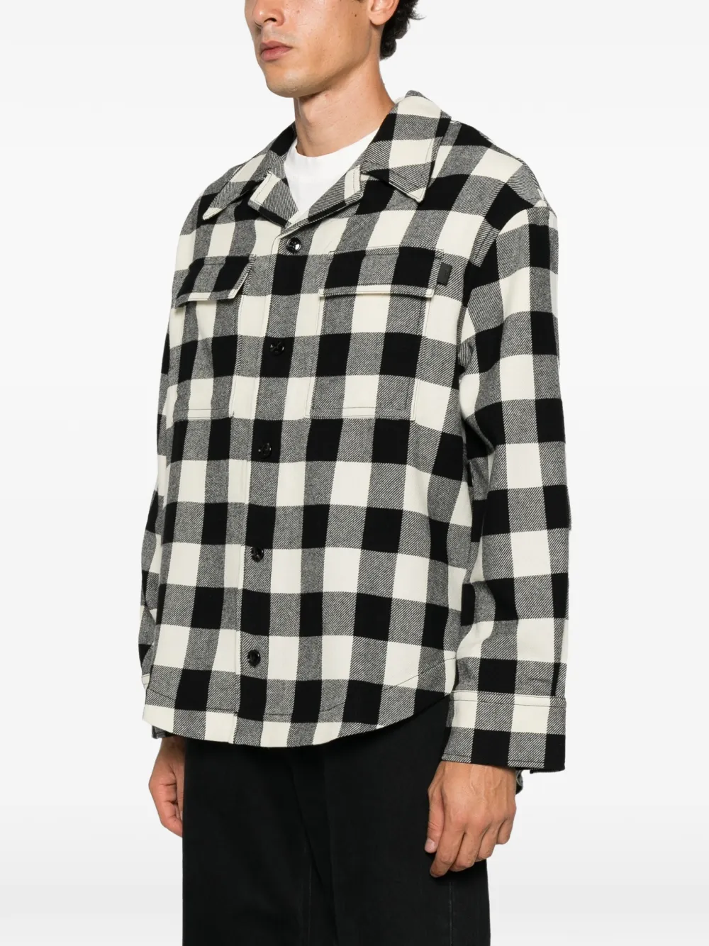 AMI Paris Geruit shirtjack met klepzak Zwart