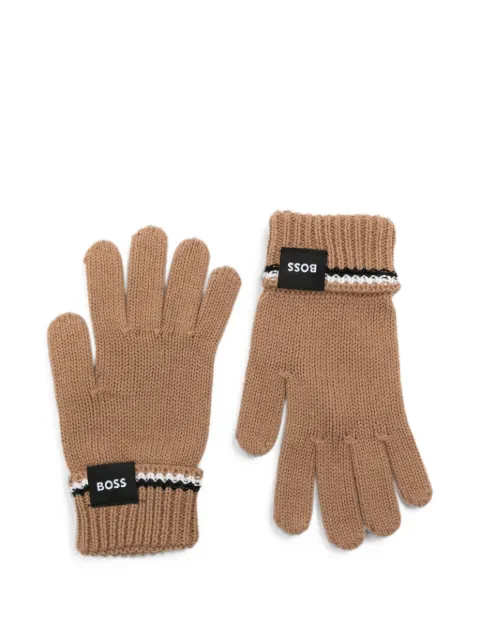 BOSS Kidswear logo-patch ribbed-cuff gloves