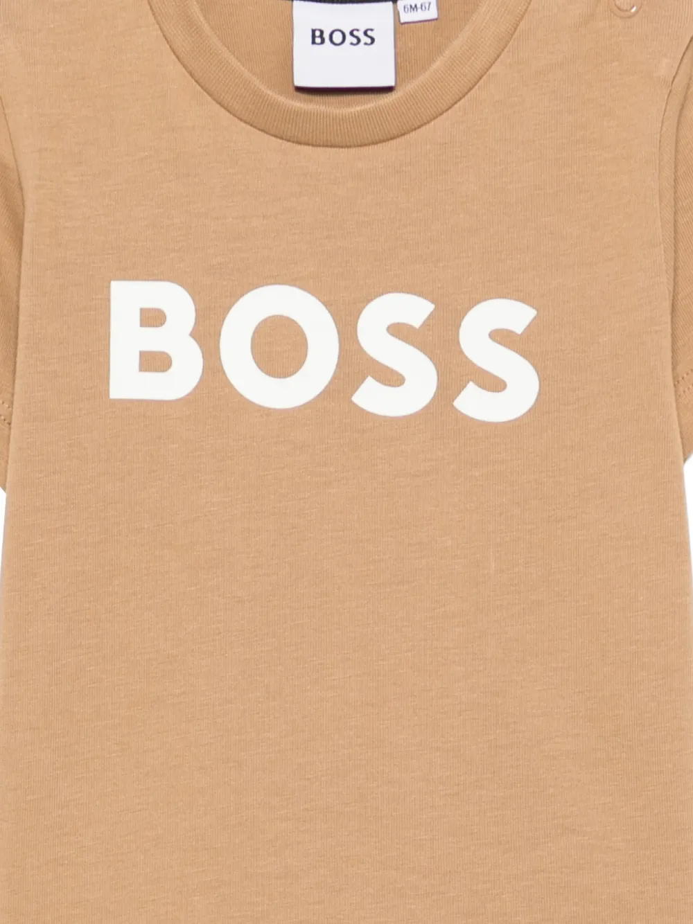 BOSS Kidswear T-shirt met logoprint Beige