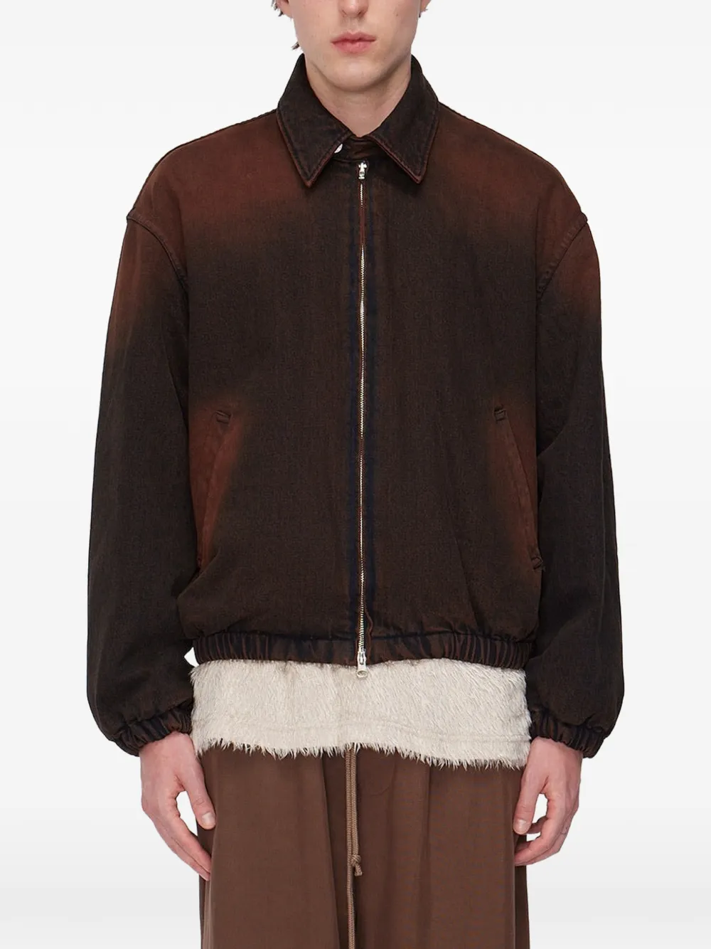 Song For The Mute acid-wash denim jacket - Braun