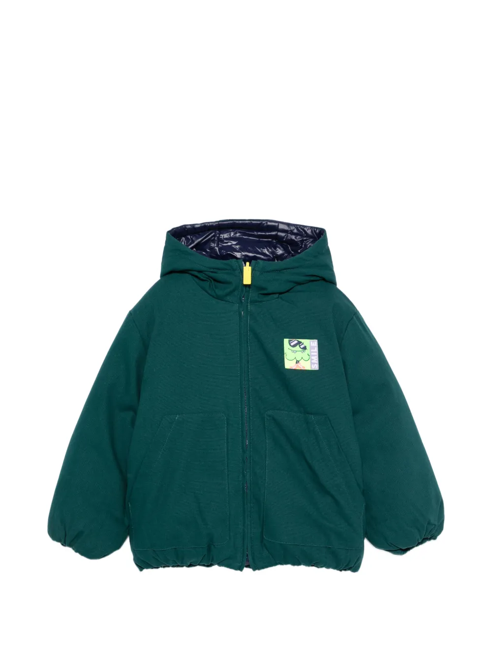 Billieblush logo-patch hooded jacket - Verde