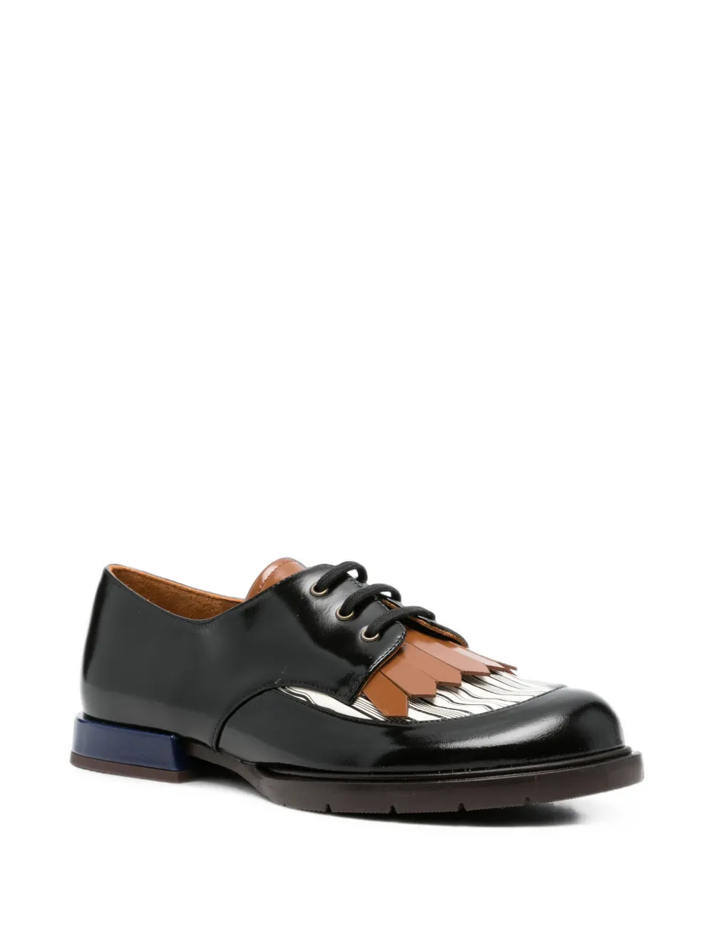 Chie Mihara Jeripa fringe-detail lace-up loafers Zwart