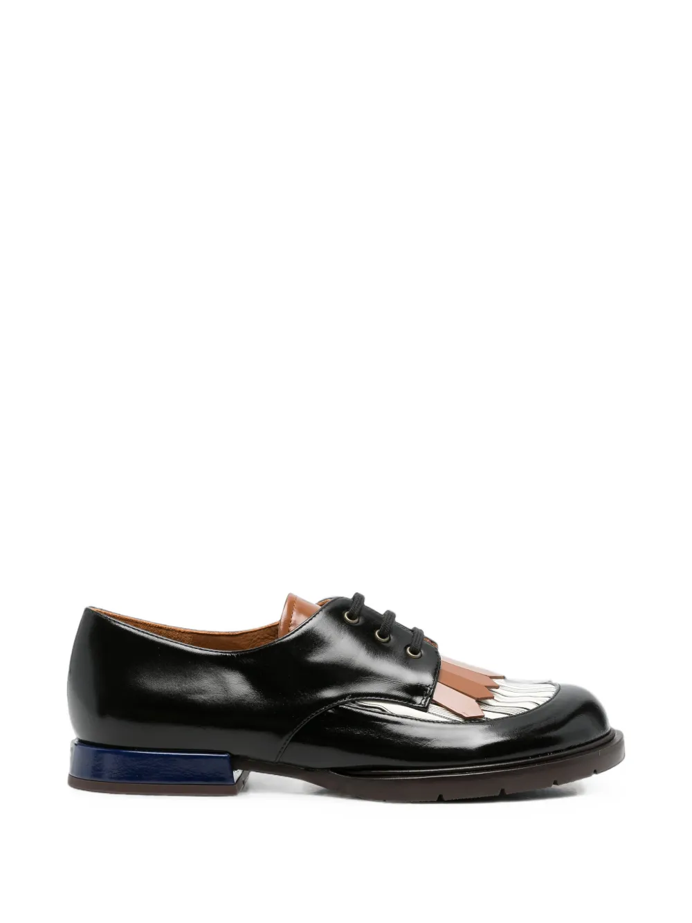 Chie Mihara Jeripa fringe-detail lace-up loafers Zwart