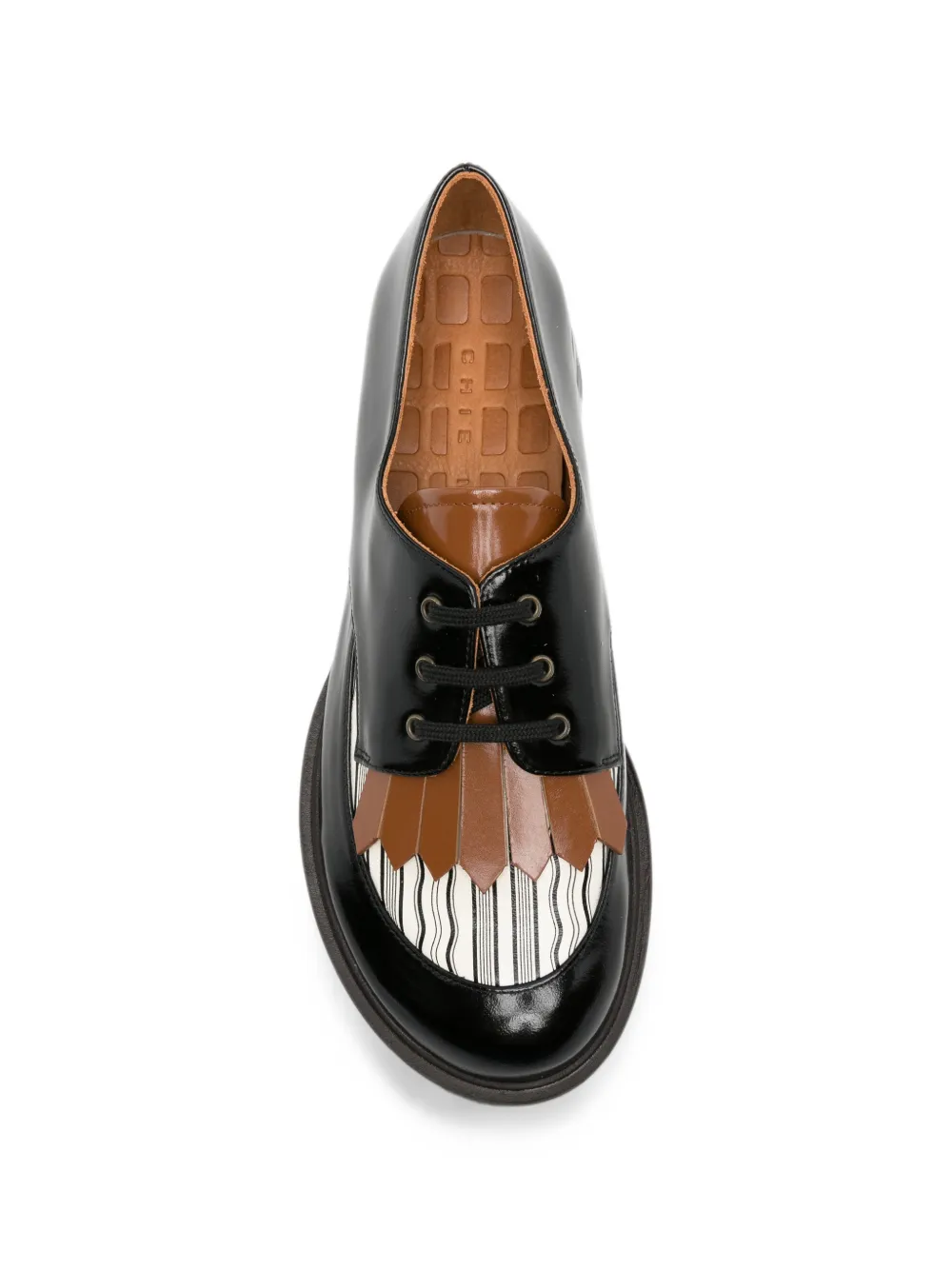 Chie Mihara Jeripa fringe-detail lace-up loafers Zwart