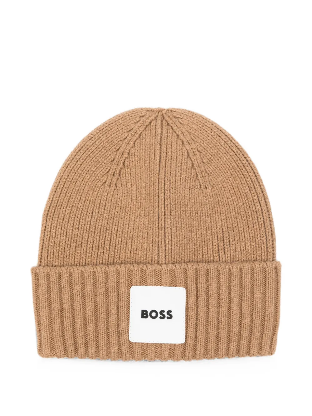 BOSS Kidswear logo-patch ribbed coton beanie - Toni neutri