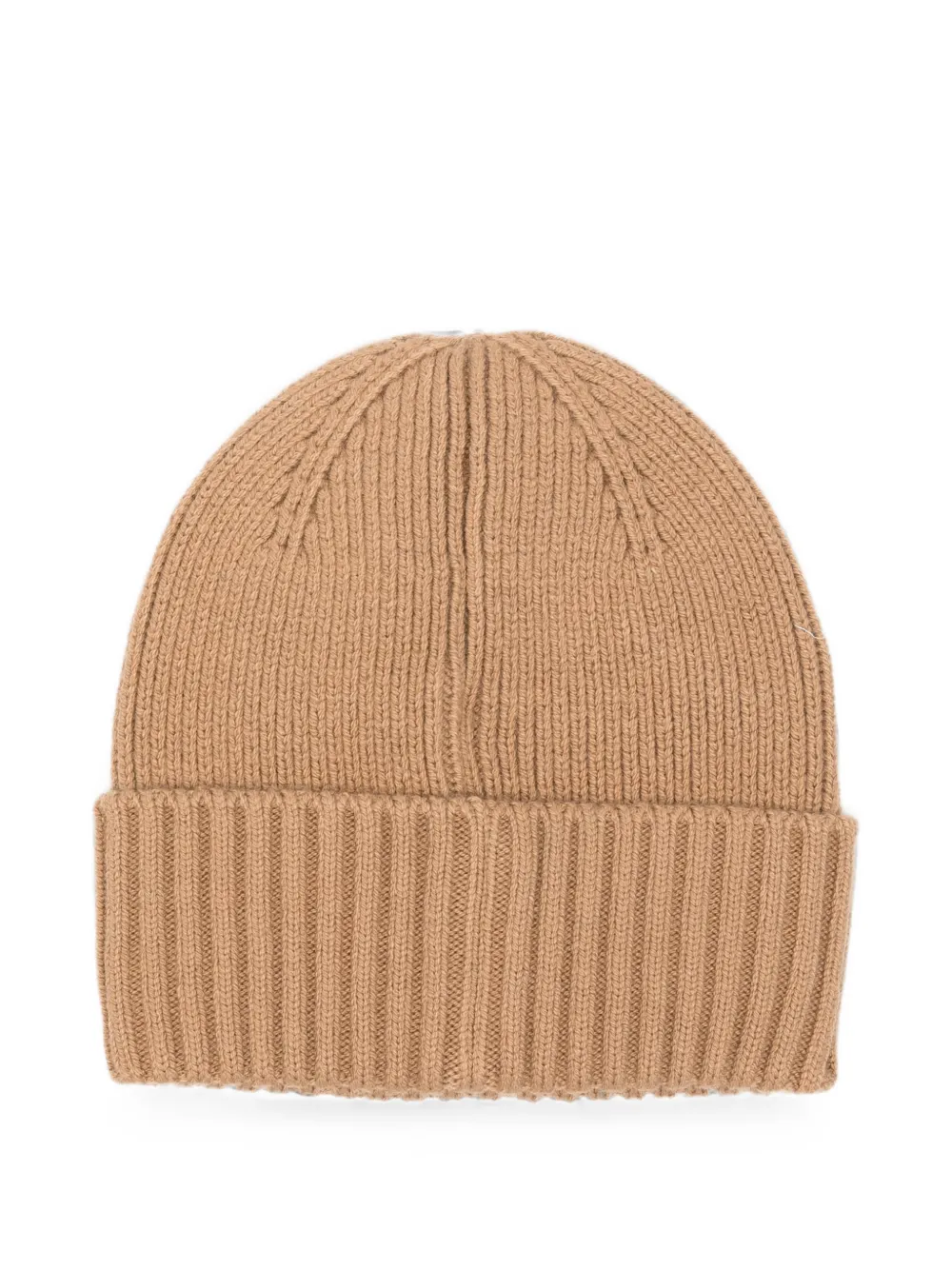 BOSS Kidswear Geribbelde katoenen muts met logo-patch Beige