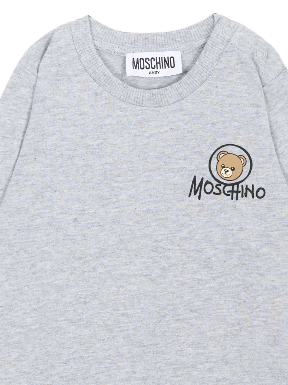 Moschino Kids T-shirt met lange mouwen en logo-print Grijs