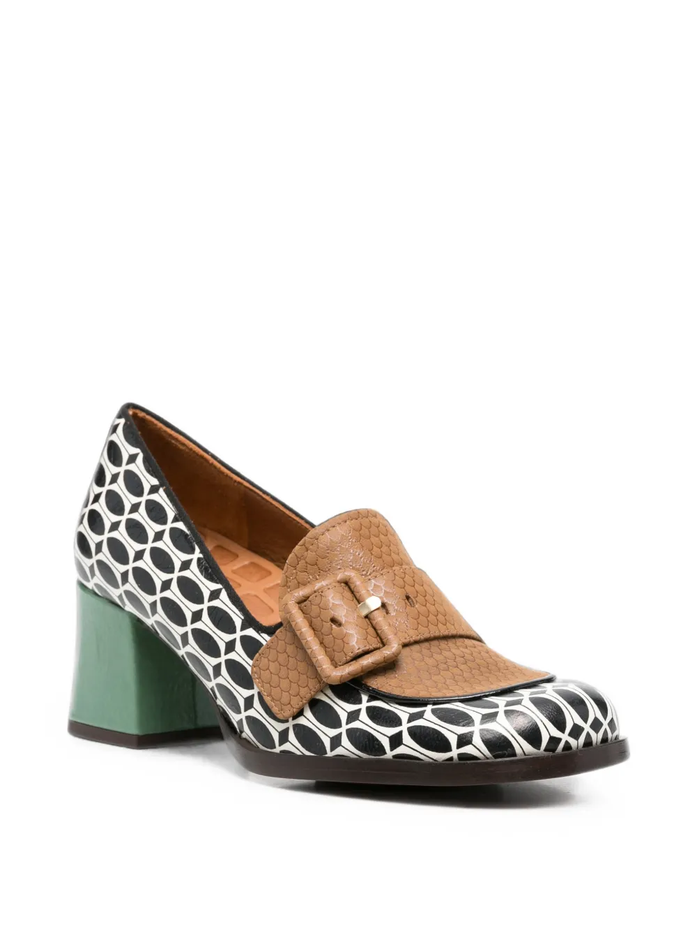 Chie Mihara Teisin geometric-print buckle-detail pumps Zwart