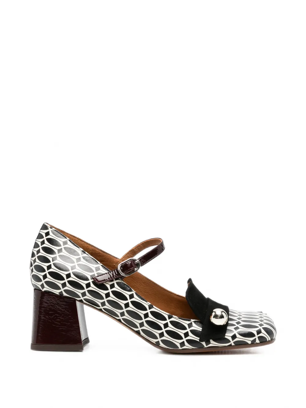 Chie Mihara Sweka geometric-print buckle-fastening pumps Wit