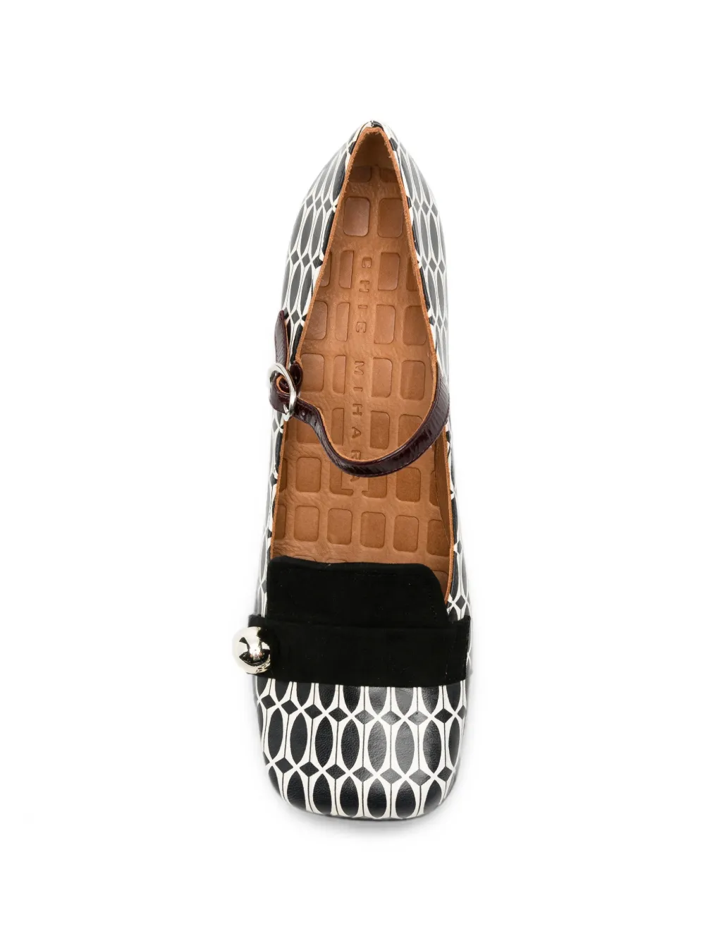 Chie Mihara Sweka geometric-print buckle-fastening pumps Wit