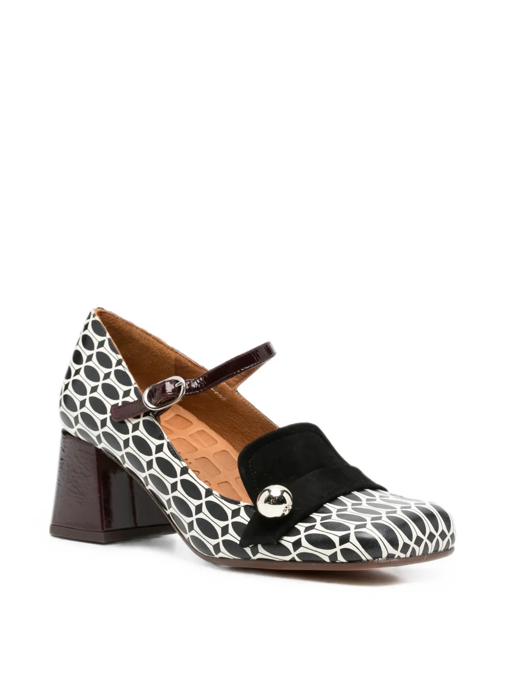 Chie Mihara Sweka geometric-print buckle-fastening pumps Wit