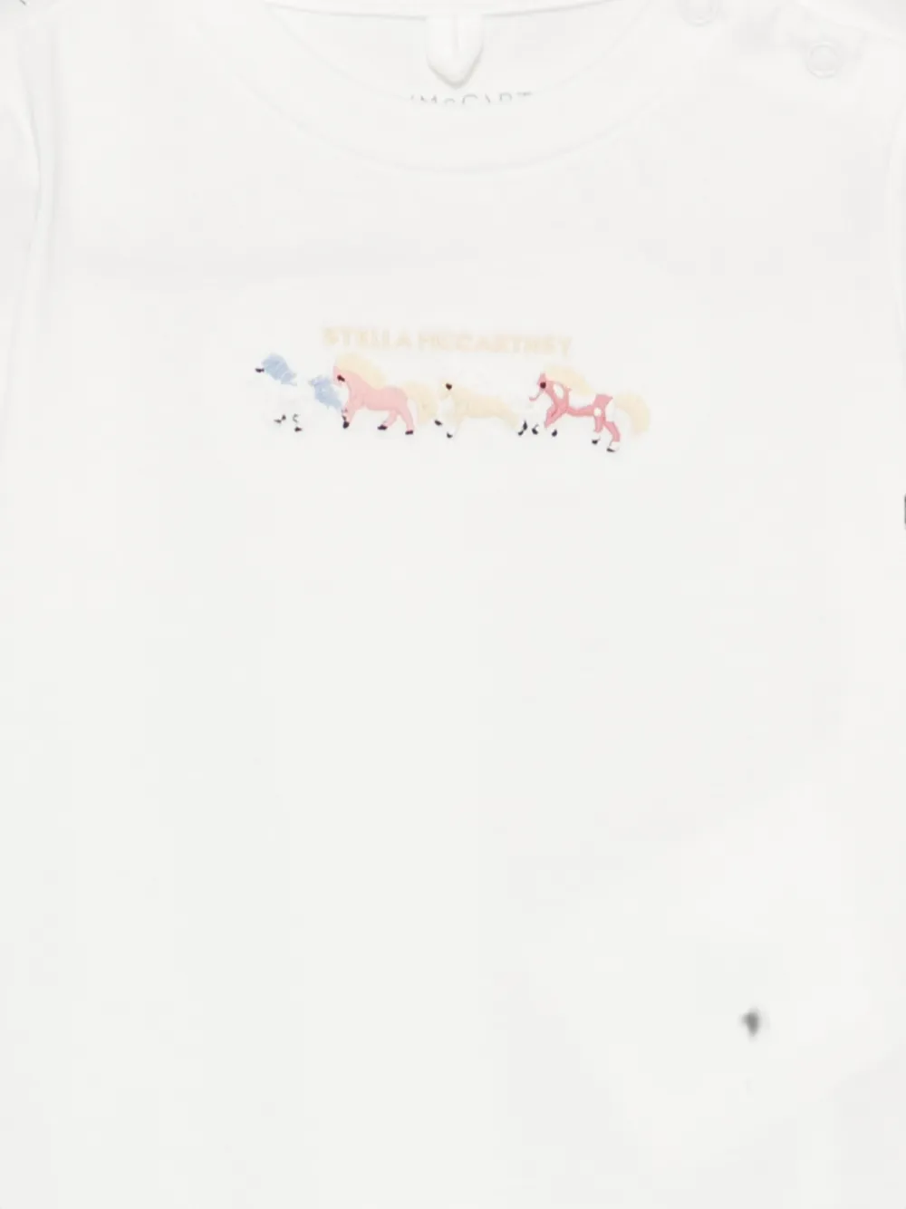 Stella McCartney Kids T-shirt met paardenprint en schouderknoop Wit