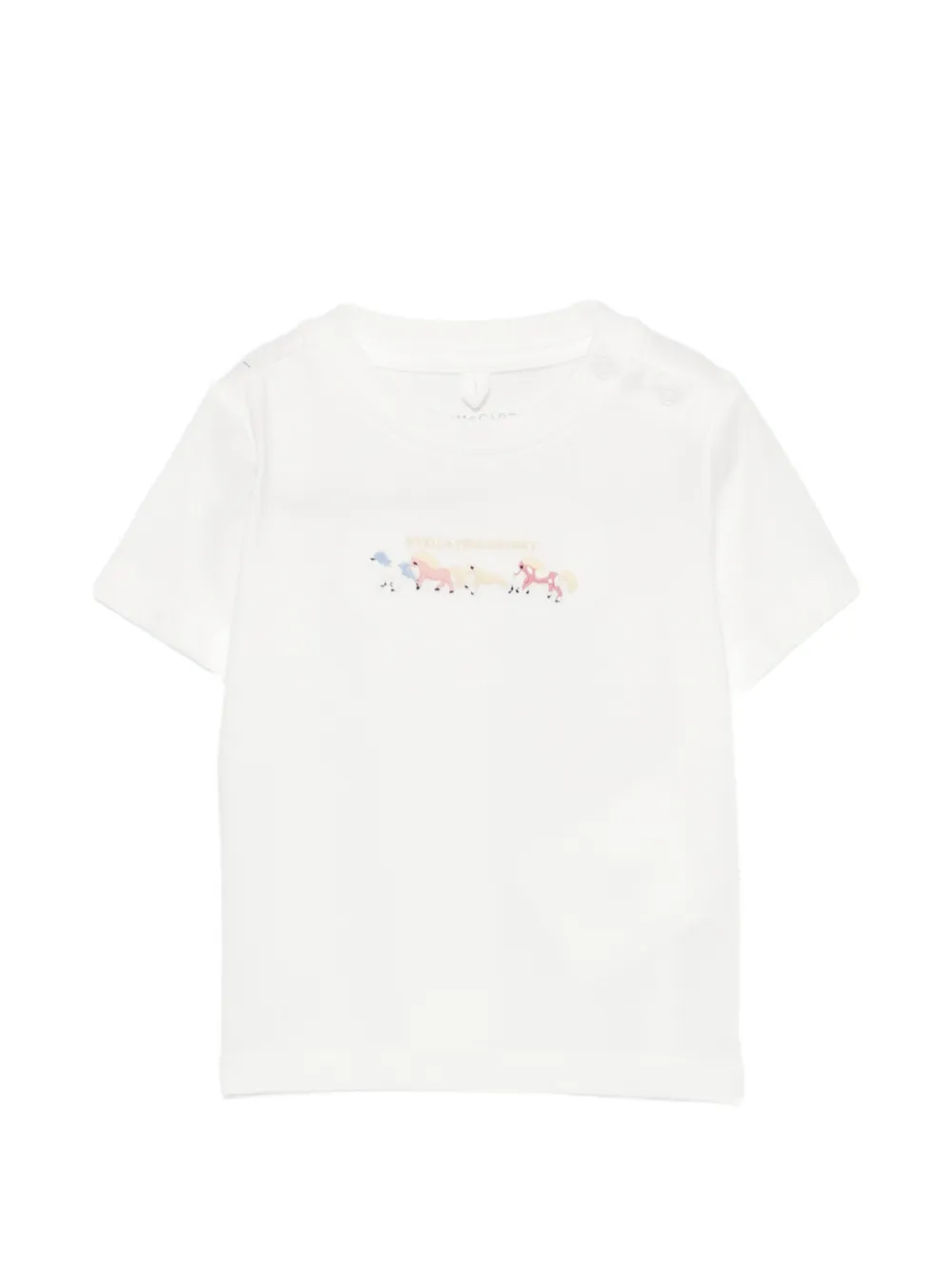 Stella McCartney Kids horse-print shoulder-button T-shirt - Bianco