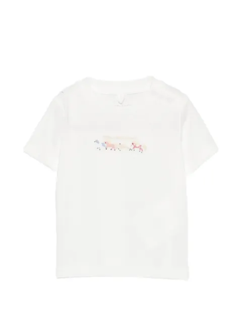 Stella McCartney Kids horse-print shoulder-button T-shirt