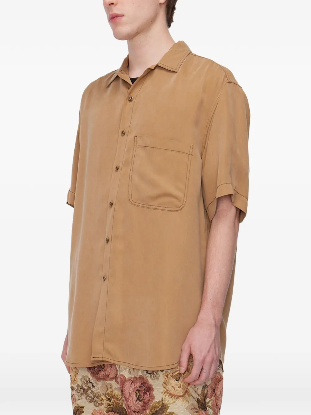 Song For The Mute Oversized shirt met korte mouwen Beige