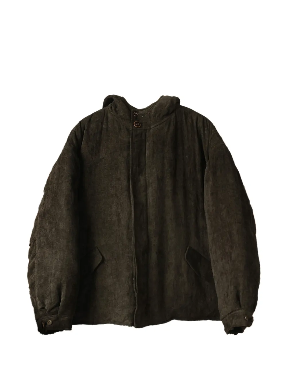 Aviva Jifei Xue padded linen-velvet parka - Braun