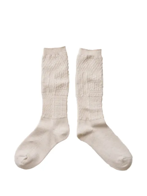 yahae patchwork-knit organic-cotton-blend socks