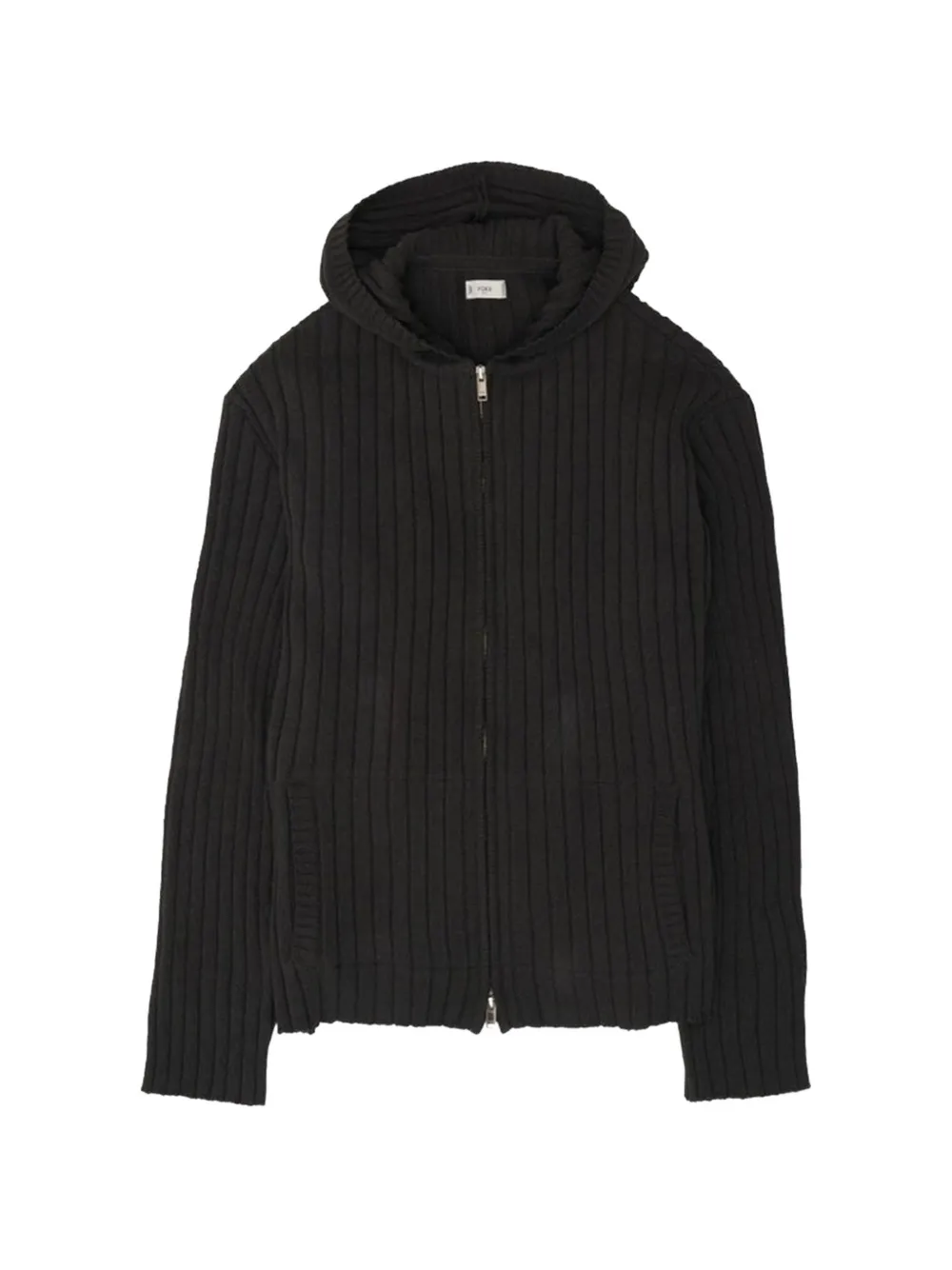 Yoke wide-rib zip-up hoodie