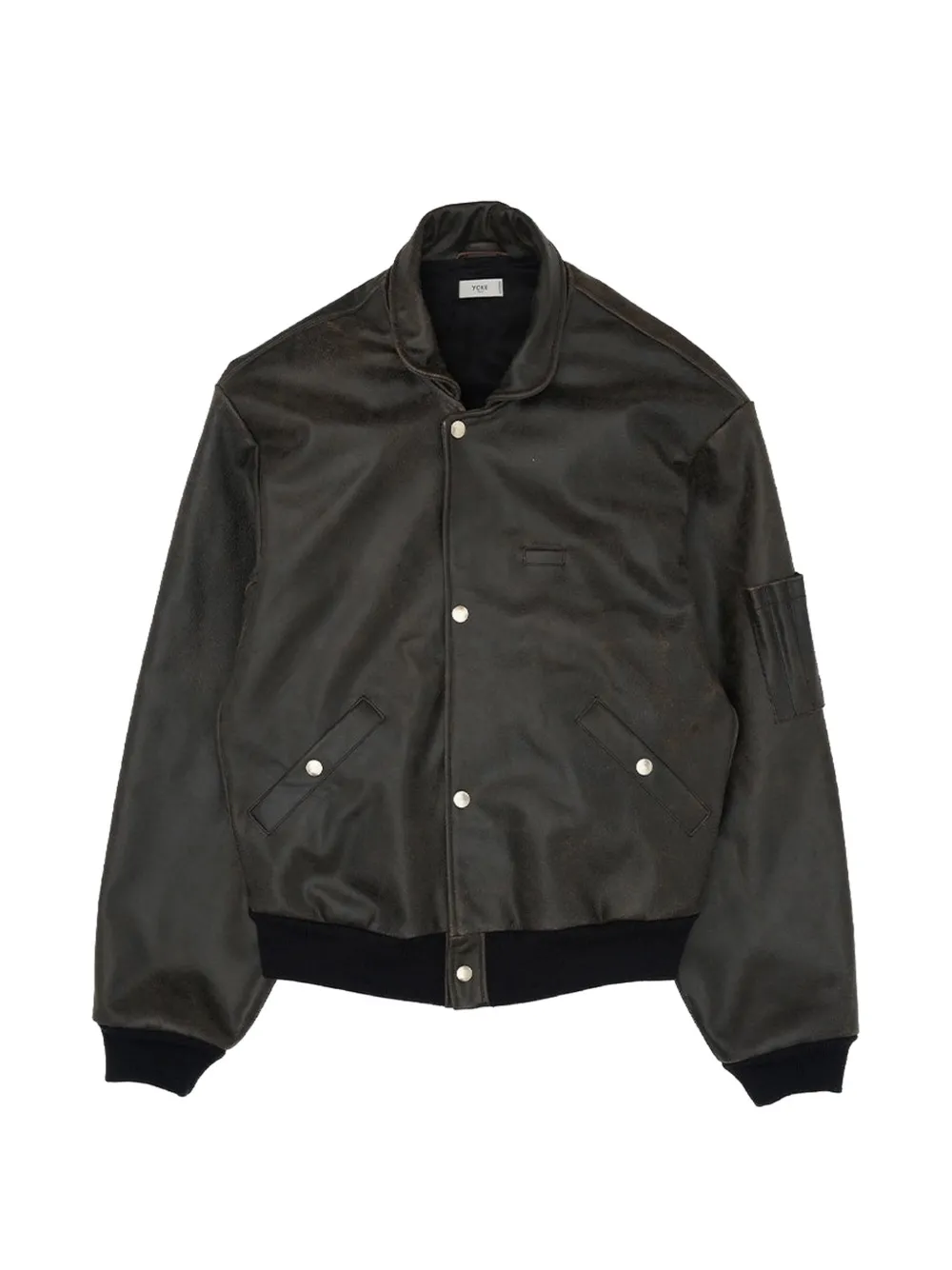 Yoke cracked leather flight jacket