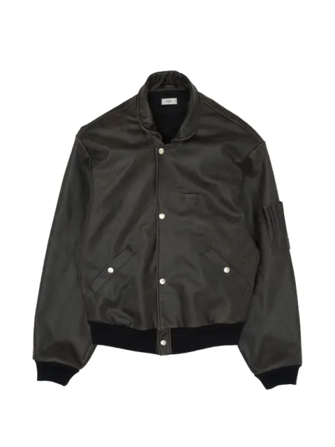 Yoke cracked leather flight jacket