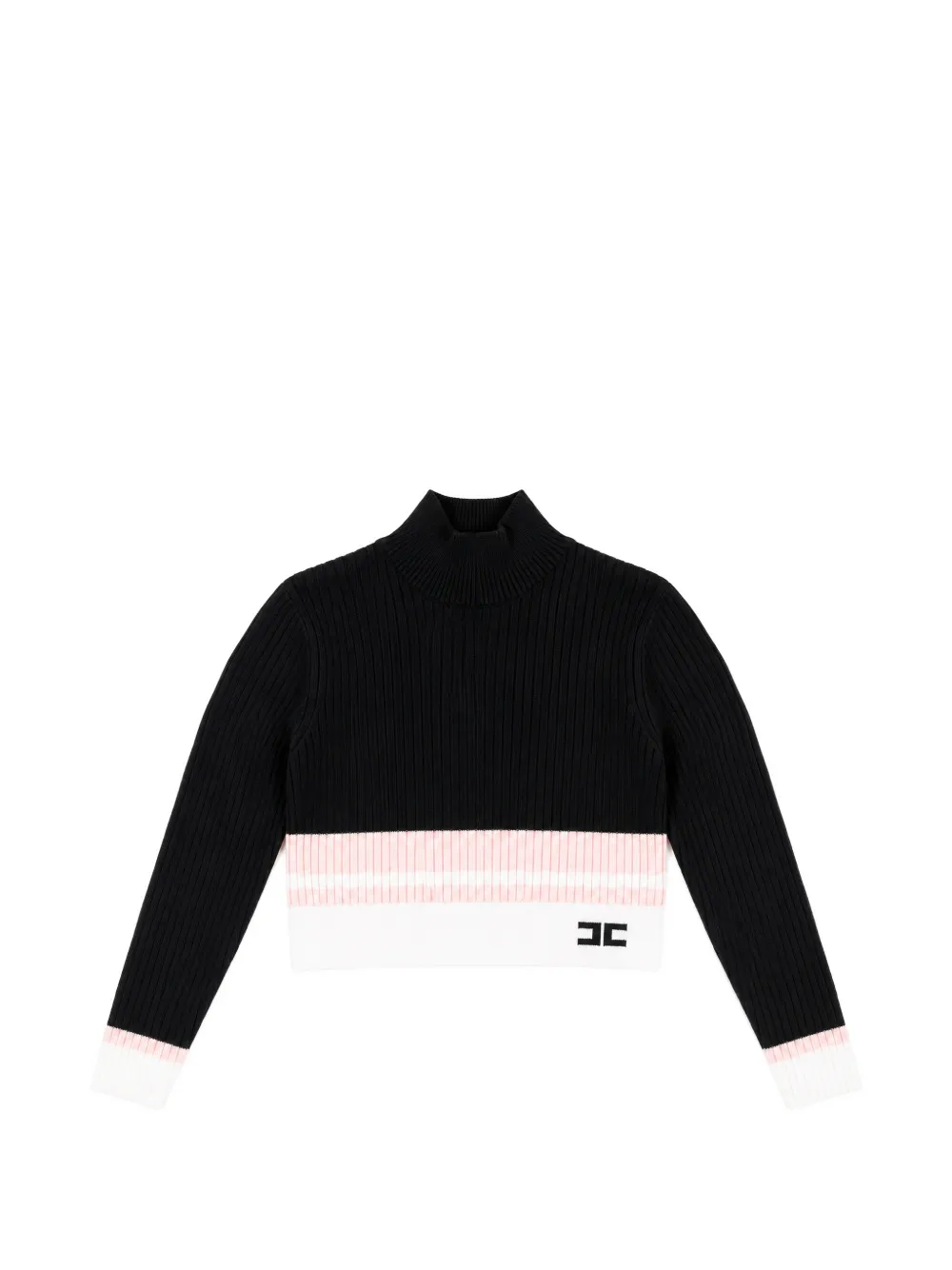 Elisabetta Franchi La Mia Bambina ribbed-knit cropped sweater - Nero