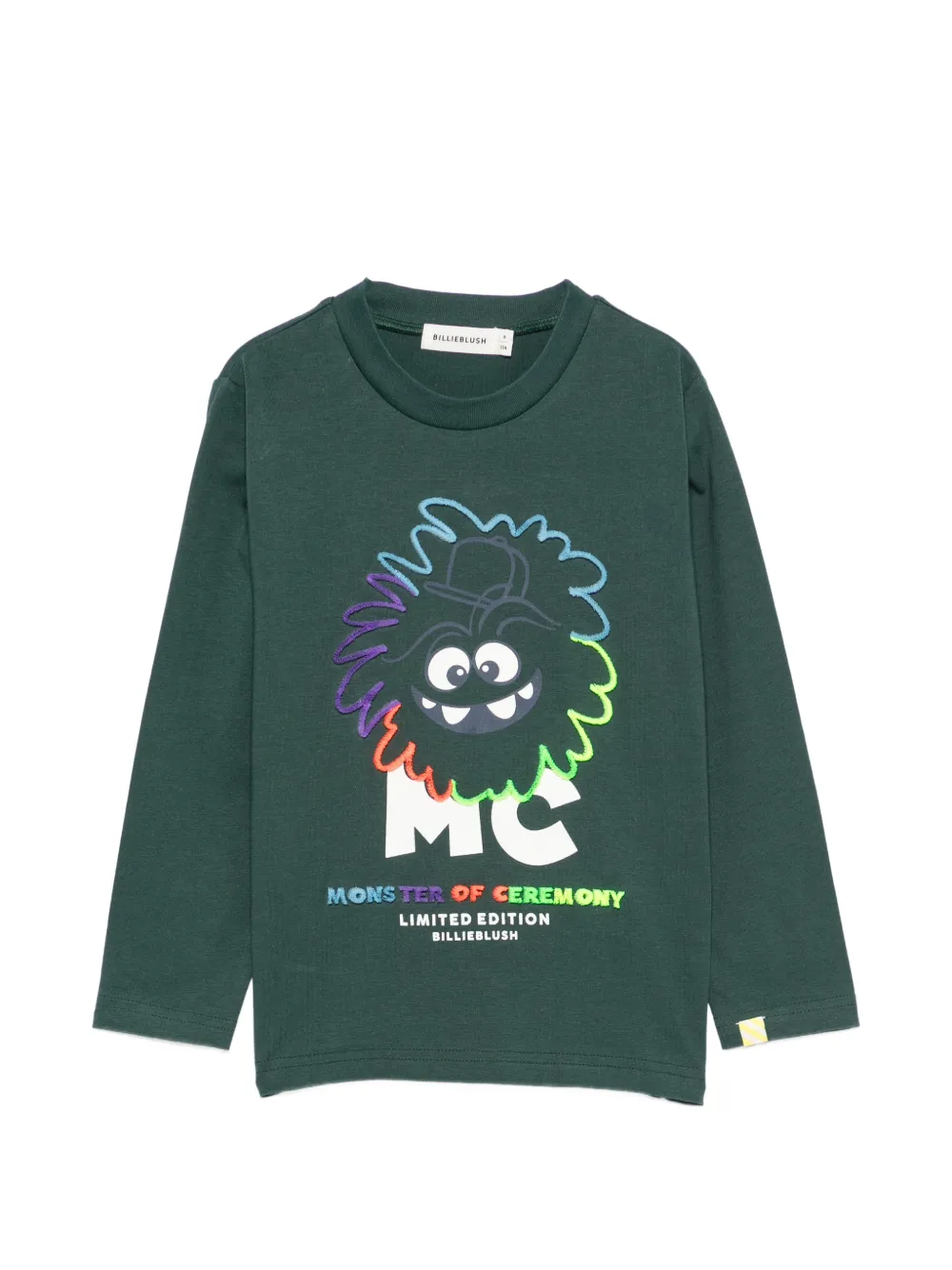 Billieblush monster-embroidered long-sleeve T-shirt - Verde