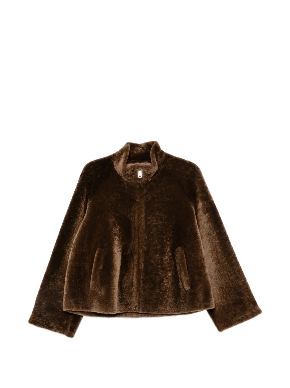 Manzoni 24 shearling zip-up jacket - Braun