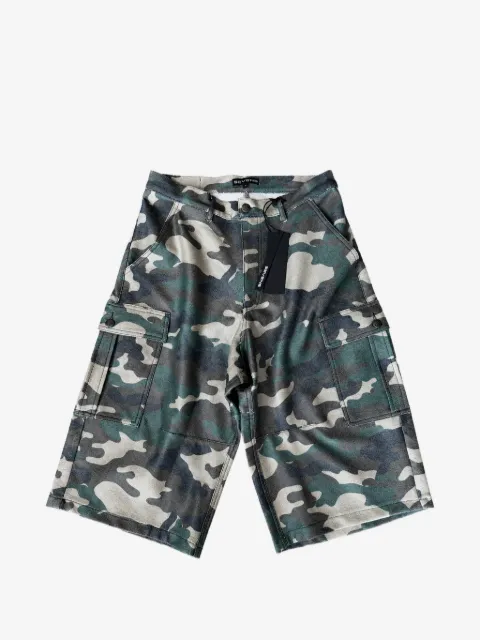 Triple Sevens camouflage-print leather shorts