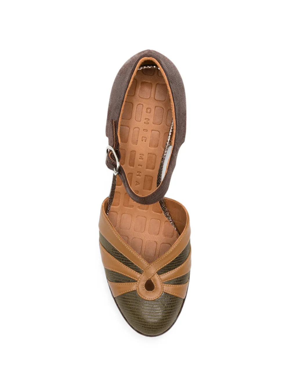 Chie Mihara lizard-effect buckled pumps Bruin