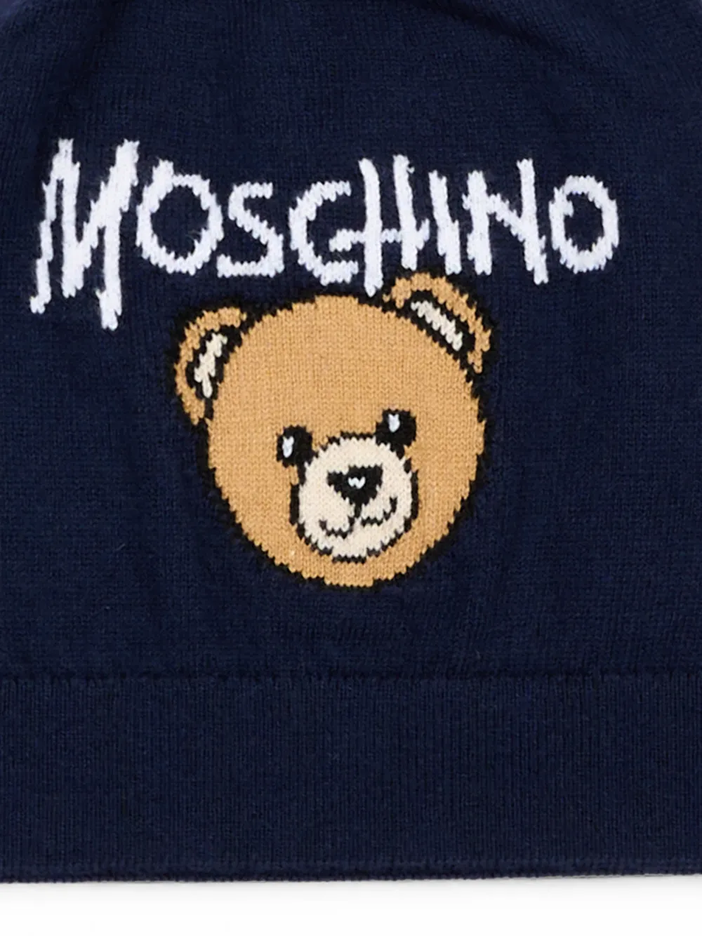 Moschino Kids Muts met teddybeer logo intarsia Blauw