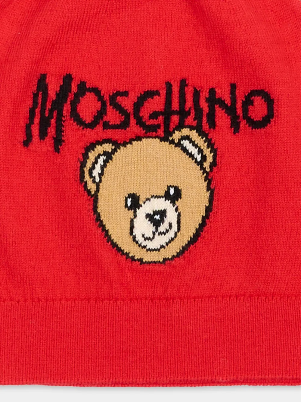 Moschino Kids Muts met teddybeer logo intarsia Rood
