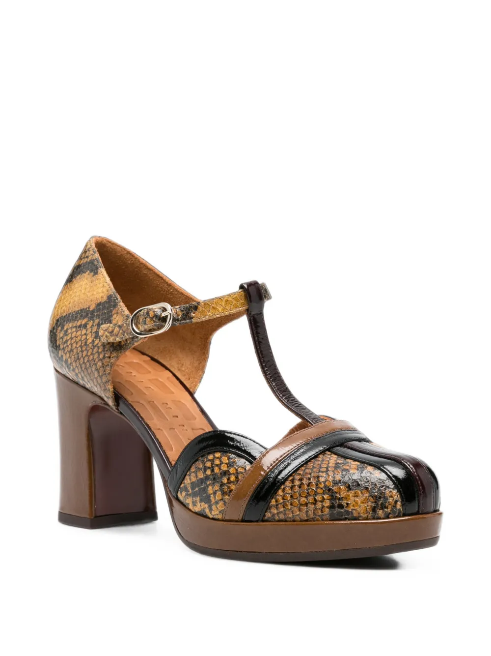 Chie Mihara Ditora snake-effect t-bar pumps Bruin