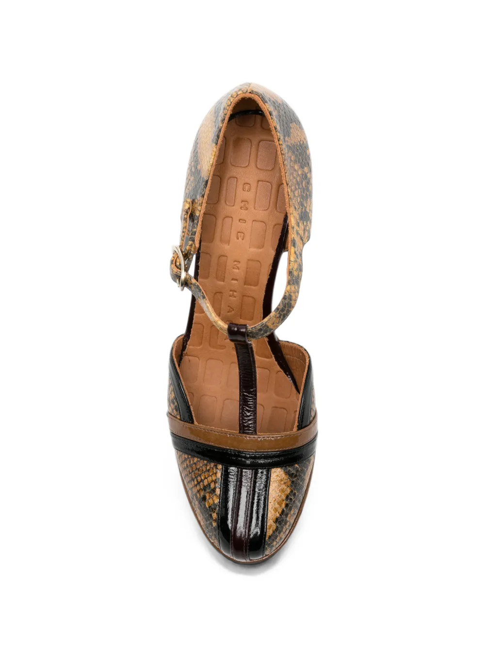 Chie Mihara Ditora snake-effect t-bar pumps Bruin
