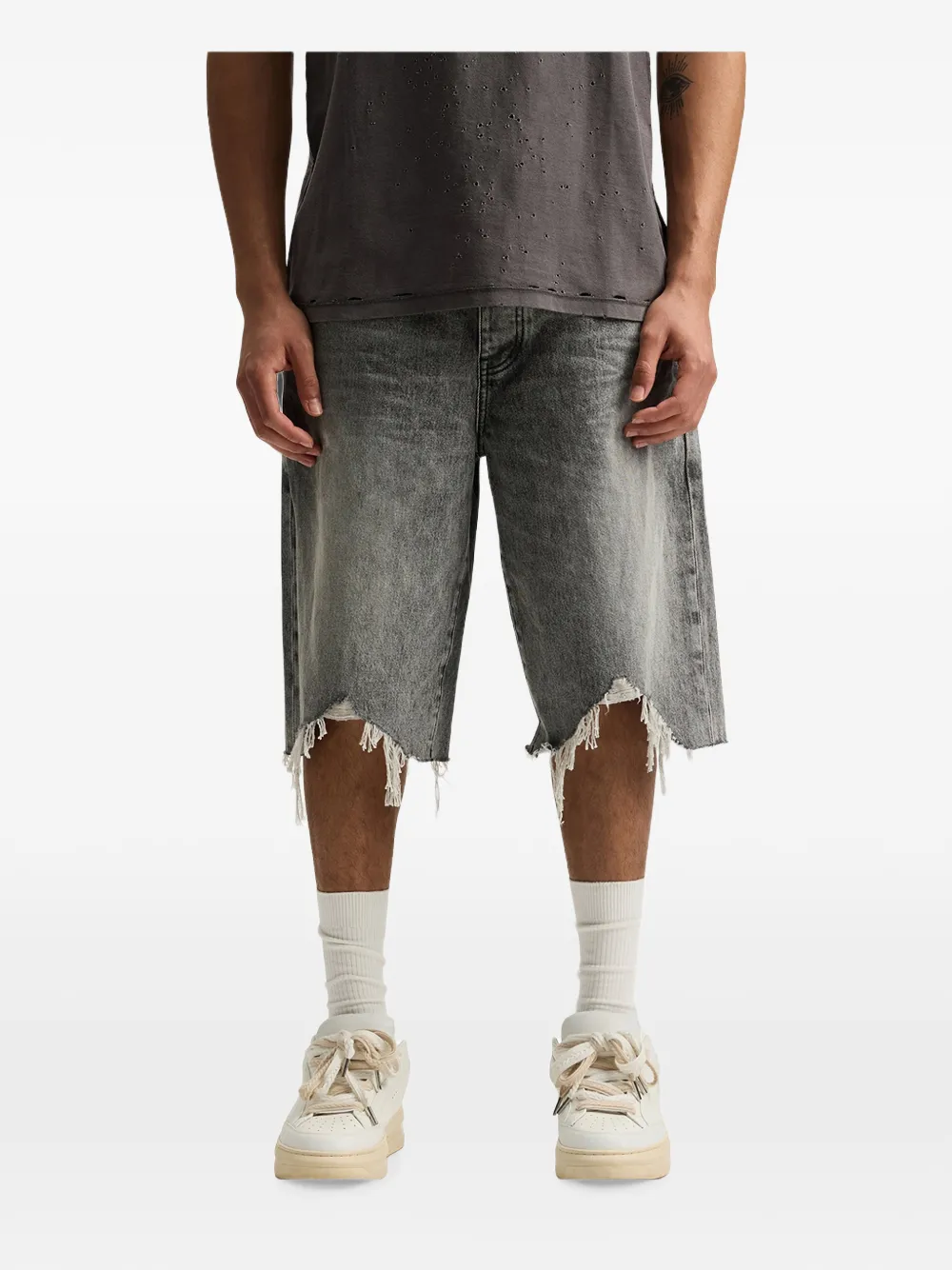 Purple Brand High Summer Destroy denim shorts Grijs