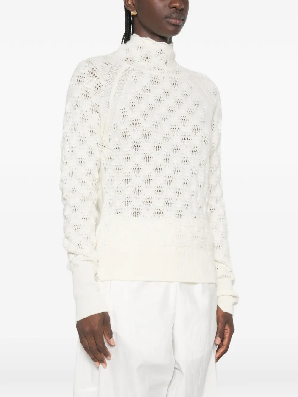 Ermanno Scervino Gebreide trui met hoge hals Beige